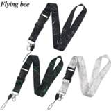 👉 Keychain vrouwen Flyingbee Marble Printing Phone Lanyard Women Fashion Strap Neck Lanyards for ID Card Keys X0845