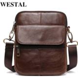 WESTAL genuine leather men's shoulder bag male small phone bag for men crossbody bag men's leather bag thin designer bags 7350