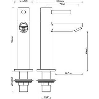 👉 Toilet kraan keramisch messing standaard perlator mat zwart XL koudwater BWS Danu 15 cm Toiletkraan 1/2'' Met Binnenwerk 8719304717263