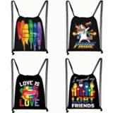 Backpack mannen vrouwen Pride Lgbt Gay Love Lesbian Rainbow Print Drawstring Bag Man and Women Dab Unicorn Storage Bags Gift