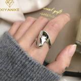 Zilver vrouwen XIYANIKE INS Fashion 925 Sterling Silver Smooth Rings Creative Simple Geometric Waving Handmade Party Jewelry Gifts for Women