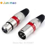 👉 Microphone zwart goud 2PCS XLR head connector 3-core Canon balanced plug gold plated black male female