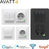 👉 Lichtschakelaar AVATTO Tuya Wifi Light Switch with wall socket, Smart Life APP Control, 1/2/3 Gang Work Alexa,Google Home