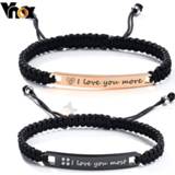 👉 Armband vrouwen Vnox Personalized Custom His and Hers Couple Bracelets for Women Men Handmade Rope Braided Nameplate ID Matching Lovers