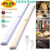 👉 Wardrobe 40CM 60LEDs USB Rechargeable PIR Motion Sensor 2 Row LED Cabinet Closet Light Portable Wall Lamp For Cupboard Kitchen 3