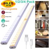 👉 Wardrobe 40CM 60LEDs USB Rechargeable PIR Motion Sensor 2 Row LED Cabinet Closet Light Portable Wall Lamp For Cupboard Kitchen 3