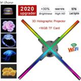 👉 Projector NEW WiFi 3D Hologram Fan Control Holographic Display 576LEDs Party Decorations Holograms Led 55/56CM WiFi/PC