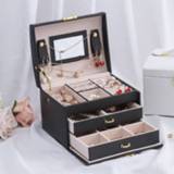👉 Organizer leather vrouwen Universal Jewelry Storage Box Travel Case Boxes Portable Makeup Watches Rings Womens