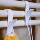 👉 Radiator wit transparent plastic 1/2/4/6pcs Hooks for Heated Towel Rail Scarf Clothes Hanger White Door Bath Hook Holder