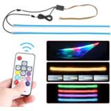 👉 Hoofdlamp 2X Flexible Multi Color Car LED DRL RGB Daytime Running Light Waterproof Strip Flowing Turn Signal For Headlight