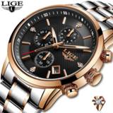 👉 Watch steel goud LIGE Men Fashion Sports Quartz Full Gold Business Mens Watches Top Brand Luxury Waterproof Relogio Masculino