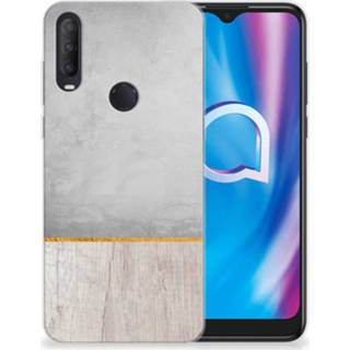 Bumper hoesje Alcatel 1S (2020) Wood Concrete 8720215949957
