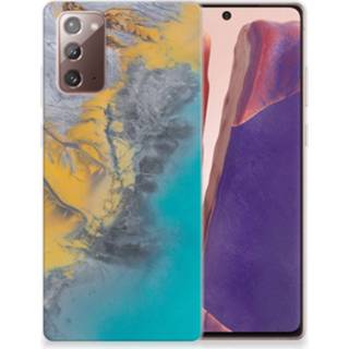 👉 Siliconen hoesje blauw goud Samsung Note 20 TPU Marble Blue Gold 8720215107395