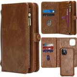 👉 Portemonnee unicolor unisex bruin kunstleer 2-in-1 Wallet Booktype voor de iPhone 12 6.1 inch - 8719295422290
