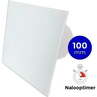 👉 Wit glas Pro-design Badkamer/toilet Ventilator - Met Timer (kw100t) Ø100mm Vlak Mat 7434010386381