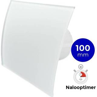 👉 Glas wit Pro-design Badkamer/toilet Ventilator - Met Timer (kw100t) Ø100mm Gebogen Mat 7434010385384