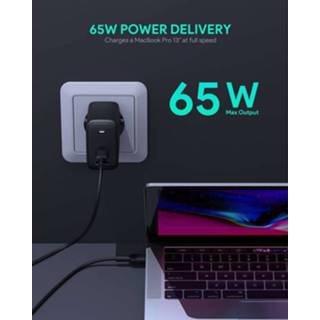 👉 Thuislader zwart Aukey PA-B3 Power Delivery & QC 3.0 65W - 631390542360