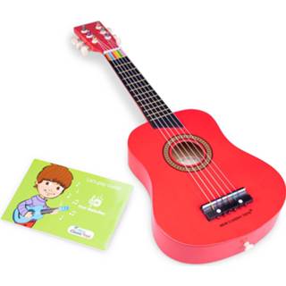 👉 Gitaar rood hout One Size New Classic Toys De Luxe junior 64 cm 4-delig 8718446103033