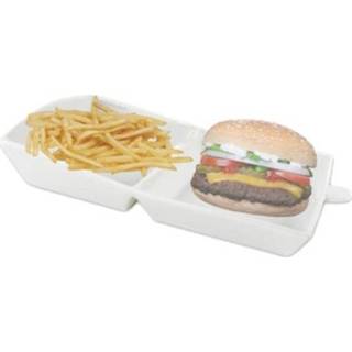 👉 Serveerschaal wit One Size Orange85 Snackschaal Hamburger 2 vakken 8720289420918