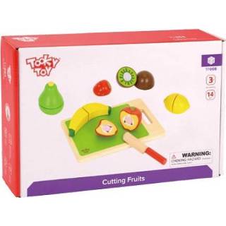 👉 Hout One Size meerkleurig Tooky Toy fruitsnijplank 32 x 21 6,5 cm 14-delig 6970090040207