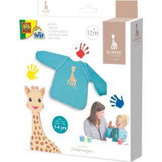 👉 Blauw canvas One Size SES Creative kliederschort Girafe junior 1-4 jaar 8710341144920