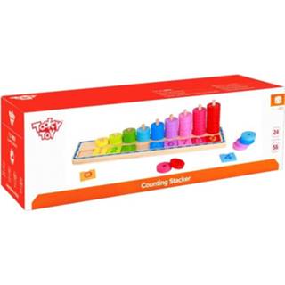 👉 Hout One Size meerkleurig Tooky Toy stapelspel regenboog 43 x 12 cm 56-delig 6970090041044