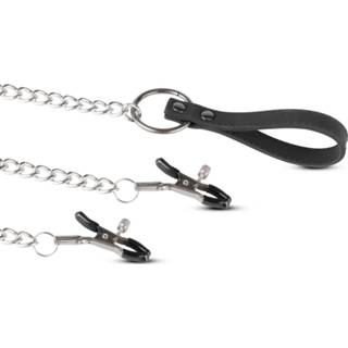 👉 Halsband siliconen One Size zwart Met Ketting En Tepelklemmen 8719497660841