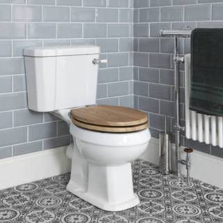 👉 Duoblok toilet keramisch eiken Toiletten vloer wit klassiek richmond met Waterreservoir en Warm Toiletzitting 5051752507465