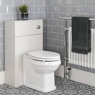 👉 Wit keramisch klassiek fsc vloer Toilet Staand met WC-bril, Stortbak en Ombouw 50cm Antiek | Thornton 5051752931857