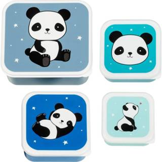👉 Blauw polyetheen One Size Little Lovely eetset Panda junior 4-delig 8719033869851