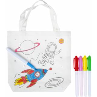 👉 Katoen One Size wit LG-Imports kleurset ruimte-tas junior 22 x 20 cm 5-delig 5413247069962