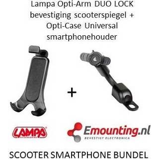 👉 Smartphone houder Lampa Opti-Arm scooterspiegel mount met universele smartphonehouder