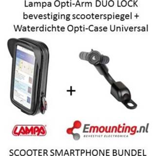 👉 Waterdichte smartphone Lampa Opti-Arm scooterspiegel mount met case