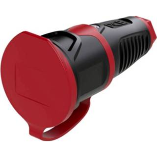 👉 Koppeling zwart rood rubber kunststof PCE 2511-src met randaarde Rubber, 230 V Zwart, IP54 9003399465499
