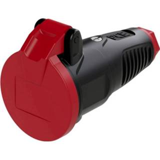 👉 Koppeling zwart rood rubber kunststof PCE 2412-srw met randaarde Rubber, 230 V Zwart, IP54 9003399465512