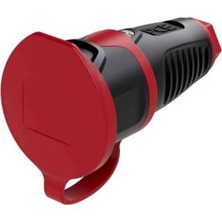 👉 Koppeling zwart rood rubber kunststof PCE 2411-sr met randaarde Rubber, 230 V Zwart, IP54 9003399465505