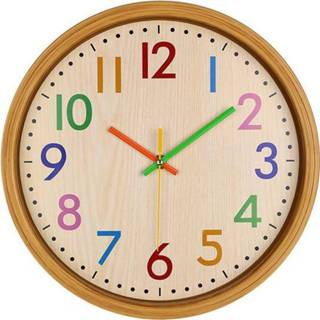 👉 Loskii HC-40 Decorative Accurate Time Wood Grain Colorful Silent Quartz Hanging Wall Clock