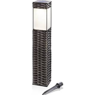 👉 Donkerbruin wit LED-Solar-staande lamp Rattan - universeel