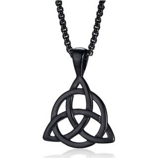 👉 Zwart edelstaal mannen Heren ketting Mendes Triquetra Knoop