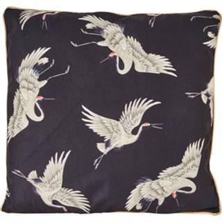 👉 Zwart polyester Kussen kraanvogel - velvet 45x45 cm 8716963096999