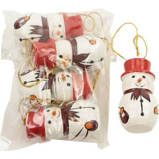 👉 Rood hout Kerstdecoratie Sneeuwpop (Set van 5) 8717506129662