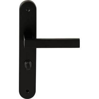 👉 Deurkruk mat zwart RVS Phoenix op ovaal langschild WC63mm met 8mm stift 8717727145007