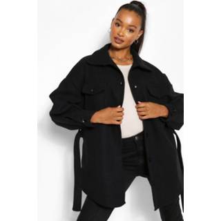 👉 Tall Wool Belted Shacket Coat, Black