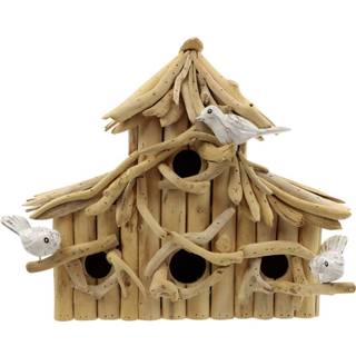 👉 Vogel huisje hout Vierkant Vogelhuisje - 4 Ingangen 8717506132051