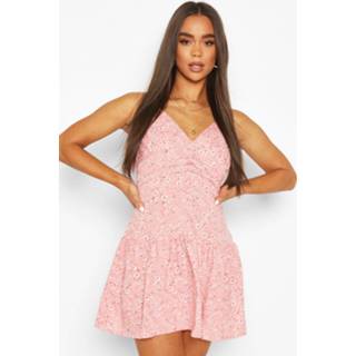 Dress vrouwen Woven Daisy Peplum Hem Mini