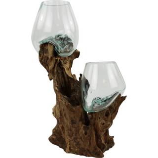 👉 Vaas glas Dubbele op Drijfhout (47 x 23 cm) 8717506132020