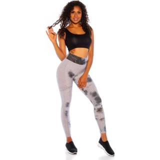 👉 Legging grijs elasthan vrouwen Trendy hoge taille leggings met watercolor-print