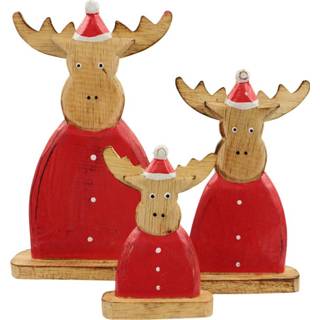 👉 Rood Reindeer wood w.hat red Set 3 8717506133836