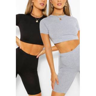 👉 2 Pack Cap Sleeve Top & Cycling Shorts Co-Ord, Multi