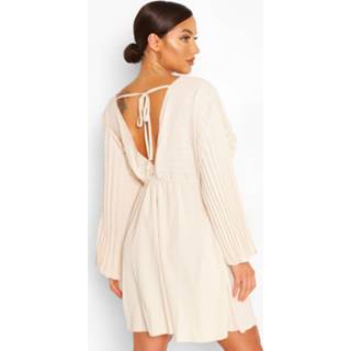 👉 Skater dress wit vrouwen Off White Batwing Pleated Plunge Dress,